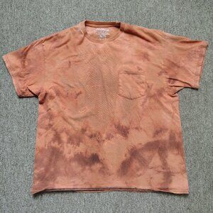 WALLS Pocket T-Shirt Men L Bleach Dyed Cotton Short Sleeve Streetwear Festival